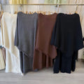 Women?s Knitted Suit - Two-piece set knitted cape jacket and matching skirt