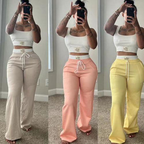 Color-Block Double-Waist Loose-Fit Vest and Trousers Set