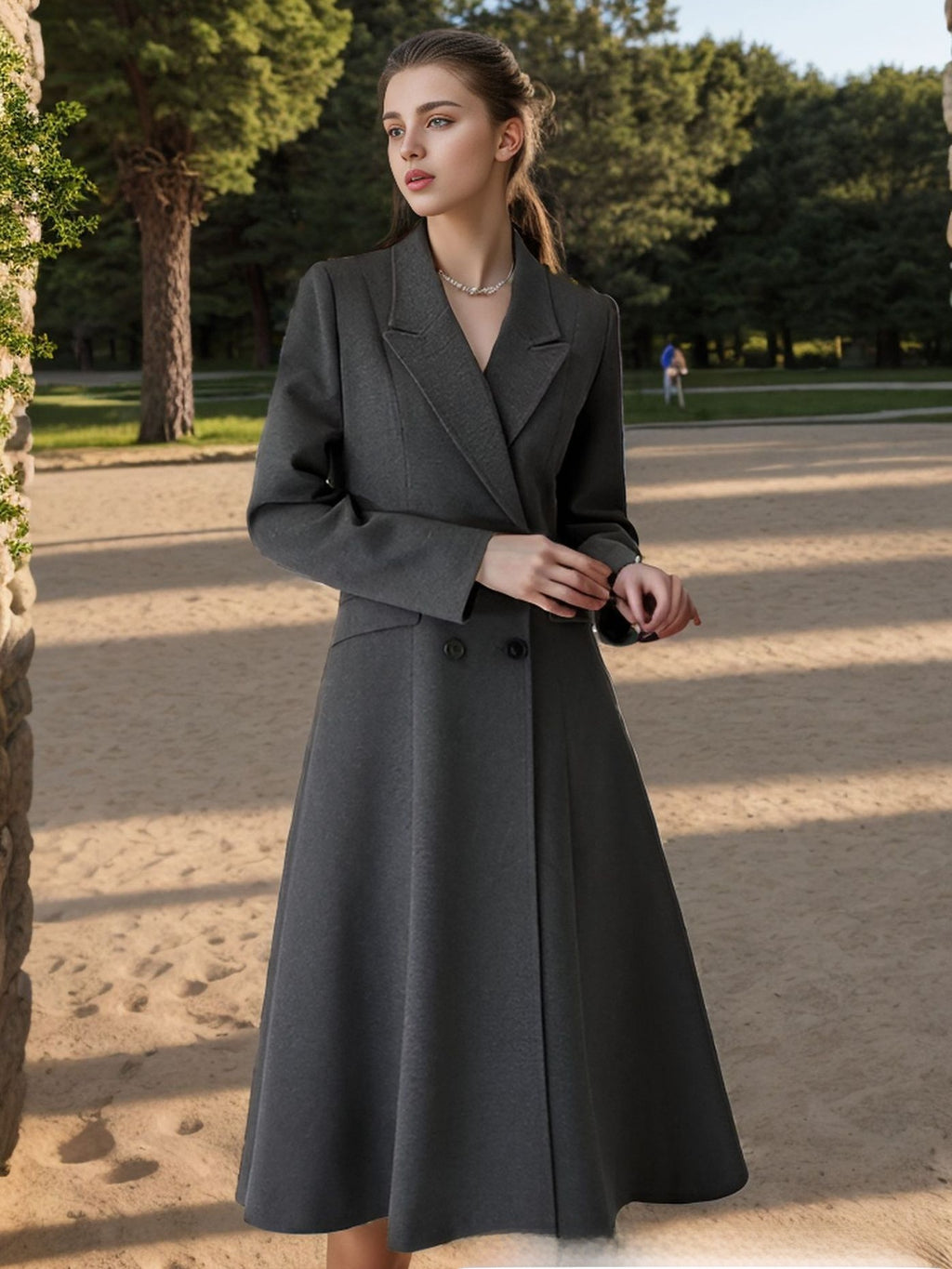 Super-long fitted coat