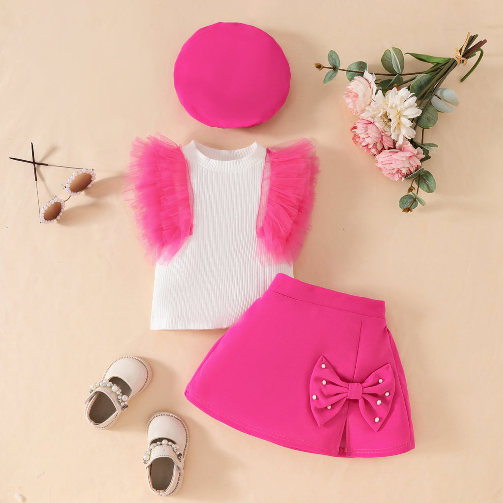 Toddler Girls' Sleeveless Bow Outfit Set