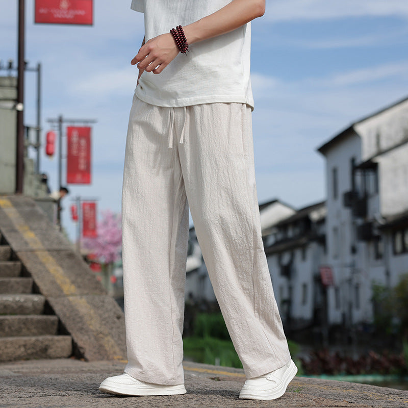 Men's Linen Casual Straight Trousers
