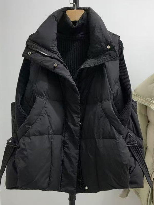 Women's Thickened Polyester Vest with Stand Collar