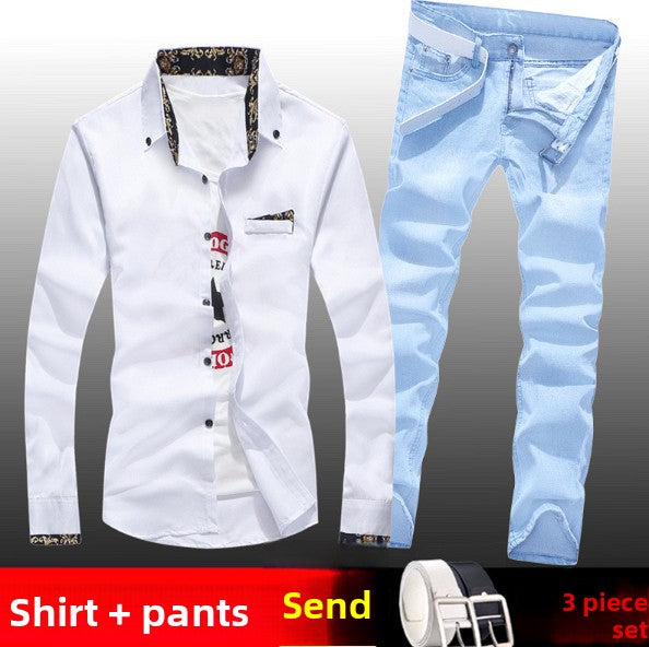Men's Denim Jeans and Shirt Set