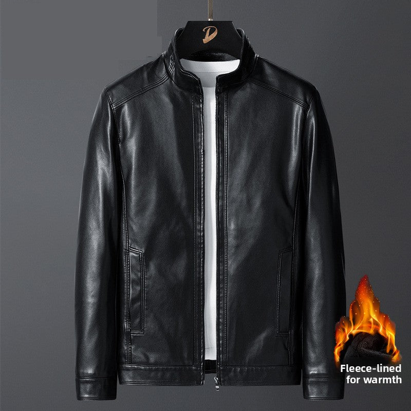 Fur-lined and thickened leather coat - Leather jacket