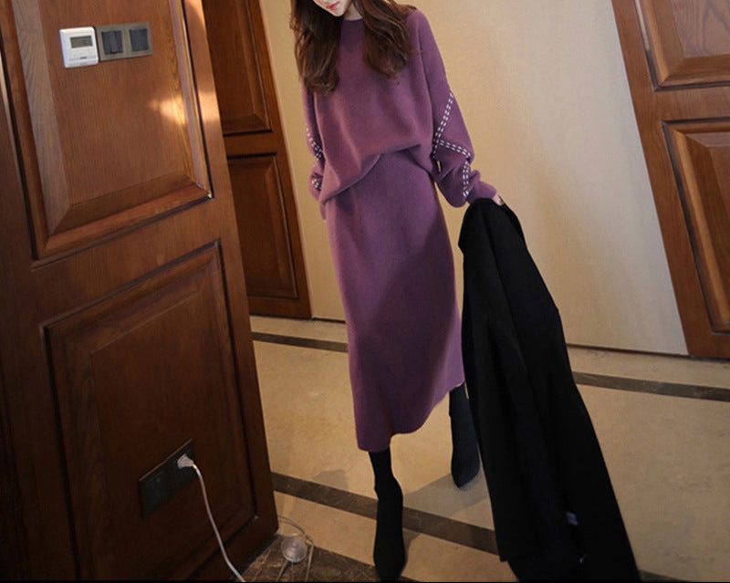 Knit top and skirt set