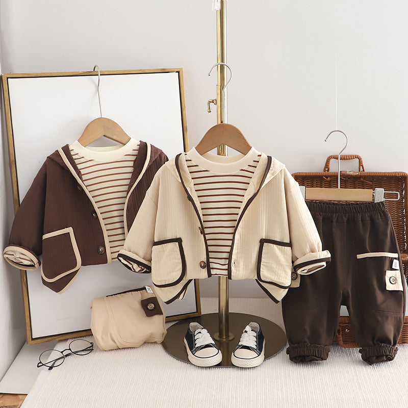 Boys' Hooded Three-Piece Cotton Outfit