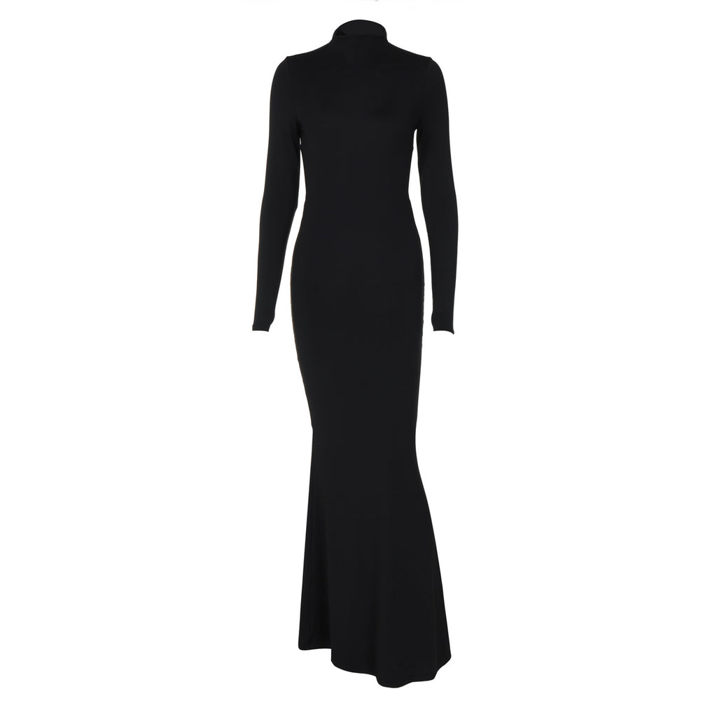Half-neck long-sleeved dress