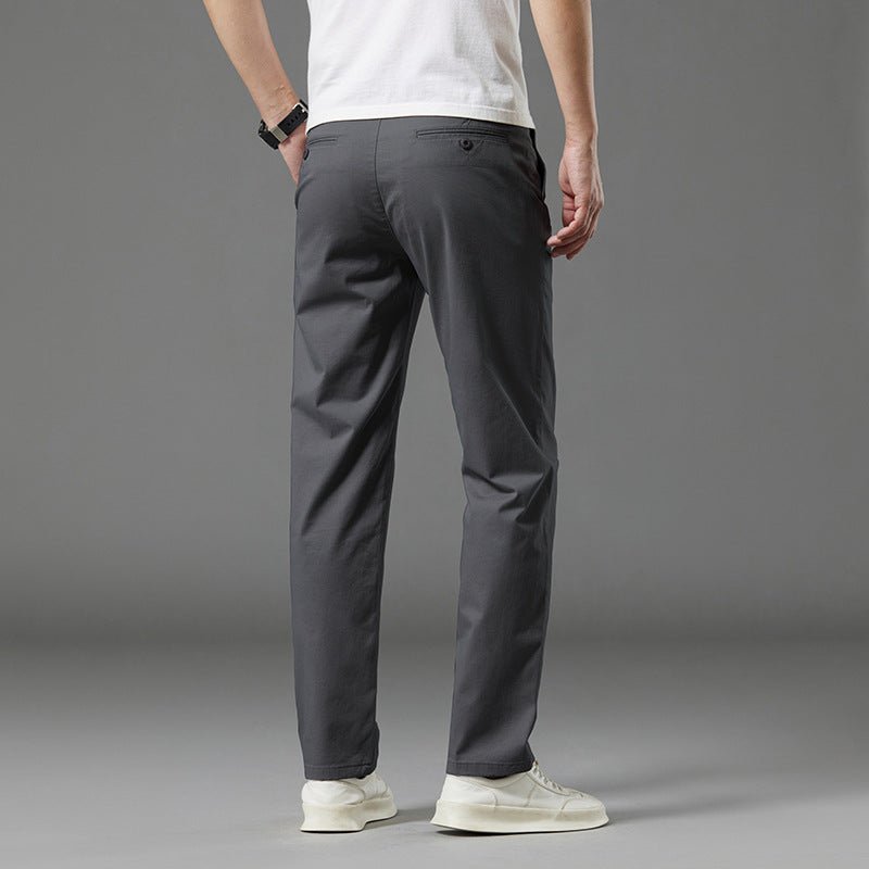 Men's Straight-Leg Cotton Casual Trousers for Summer