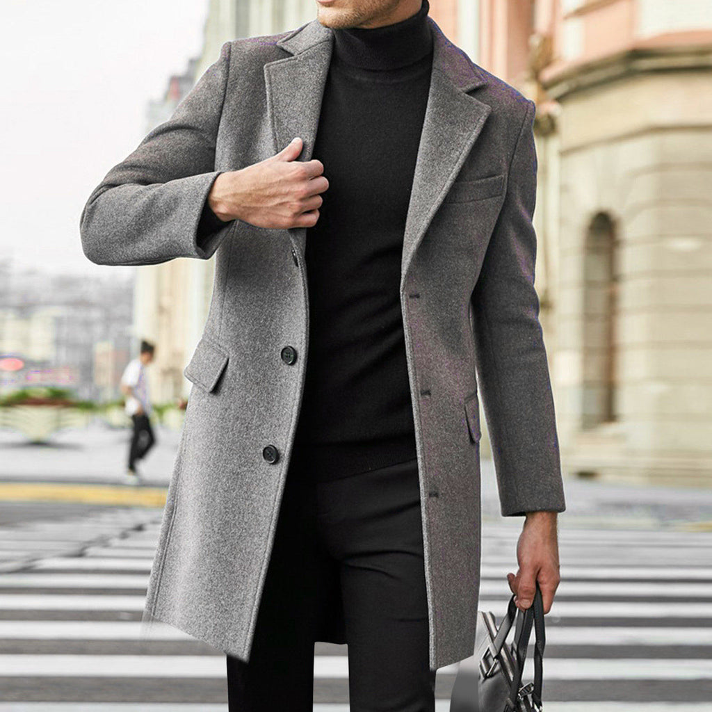 Men's Mid-Length Single-Breasted Trench Coat