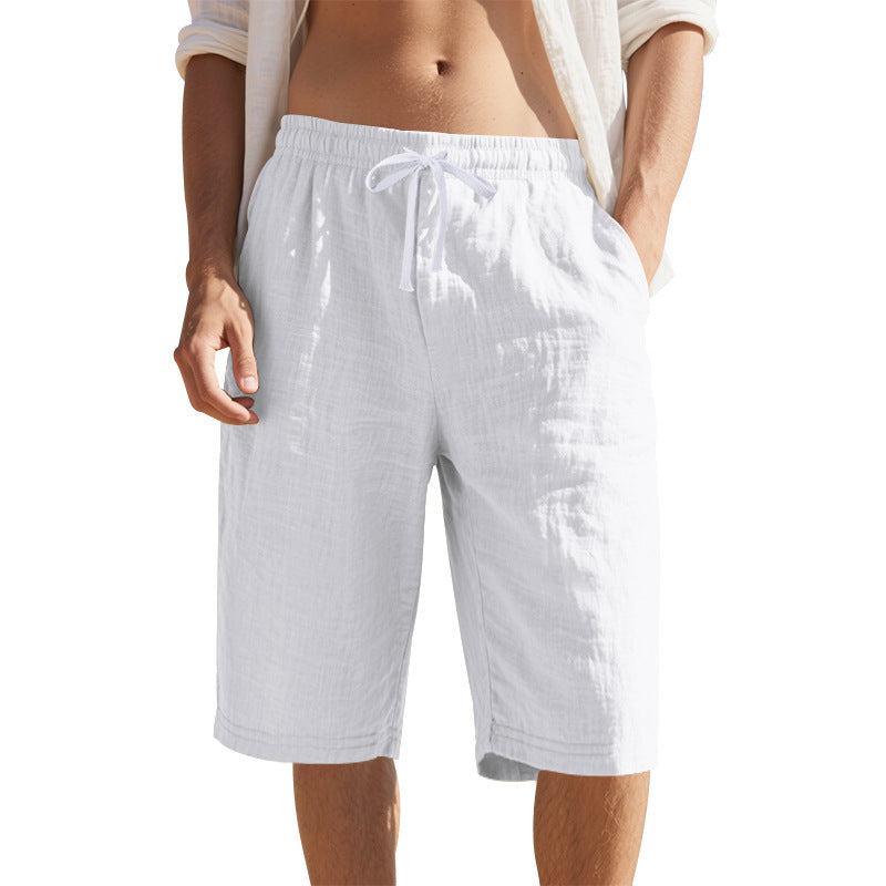 Men's Linen Drawstring Waist Casual Shorts