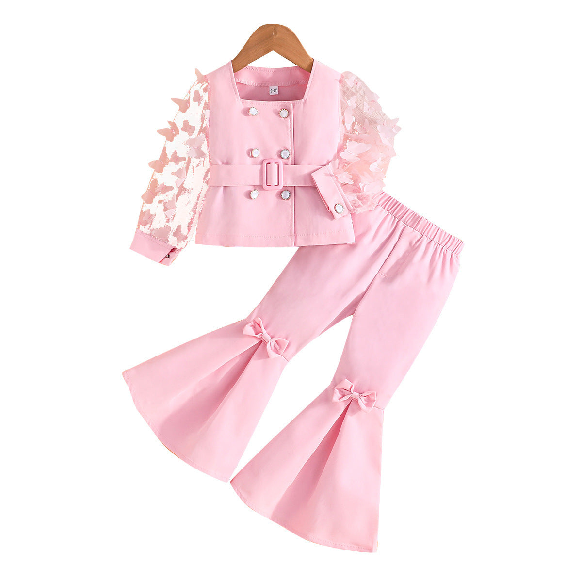 Girls' Mesh Jacket and Flared Pants Set