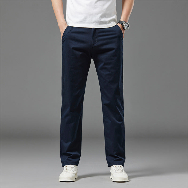Men's Straight-Leg Cotton Casual Trousers for Summer