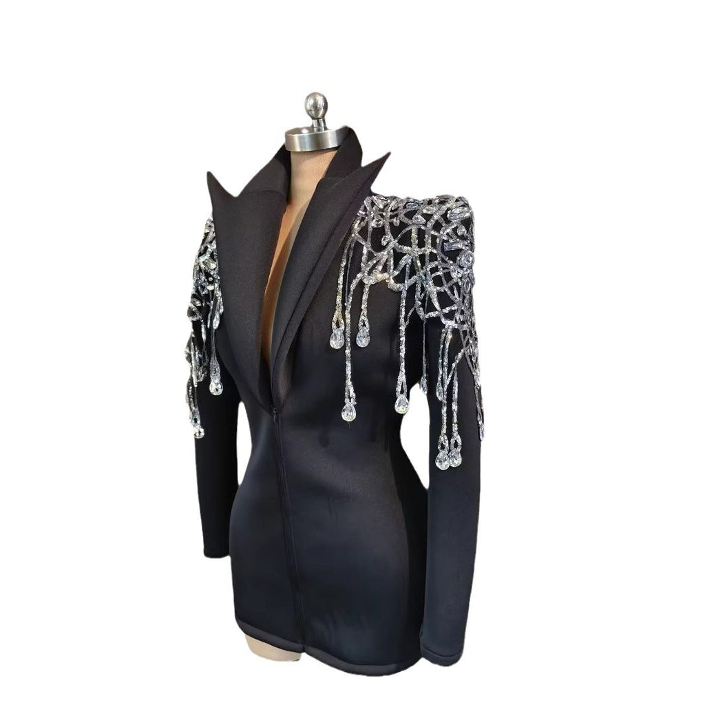 Luxury Diamond Suit Dress for Banquet and Stage