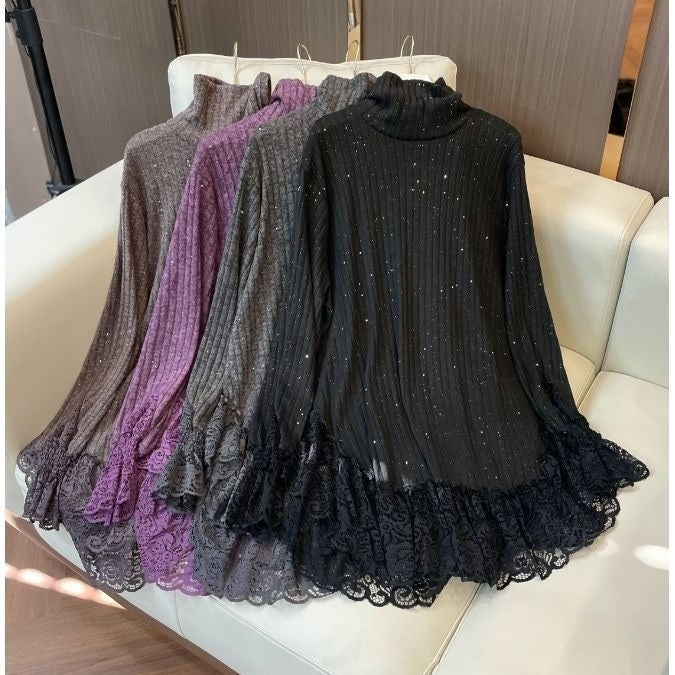 Lace patchwork base layer shirt