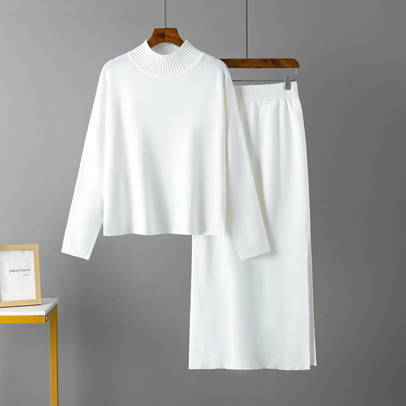 Two-piece set sweater top and long skirt