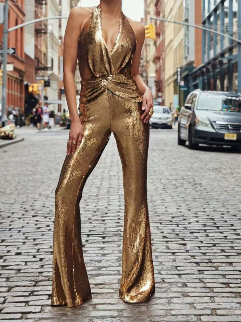 Fashionable sequined jumpsuit for women
