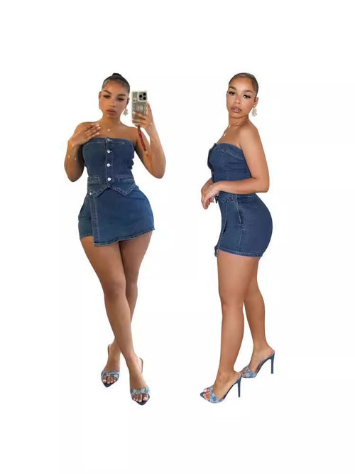 Sexy sleeveless racerback short skirt woman