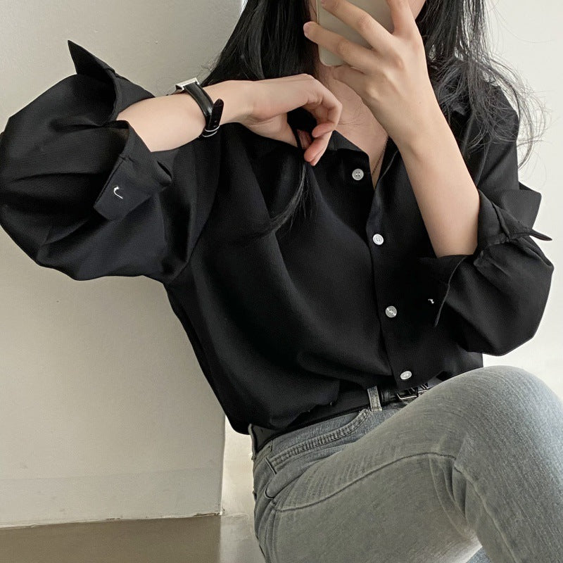 Casual long-sleeved striped shirt