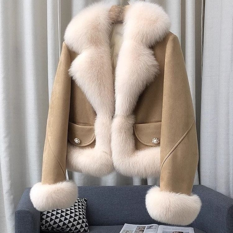 Women's faux fox fur cotton coat