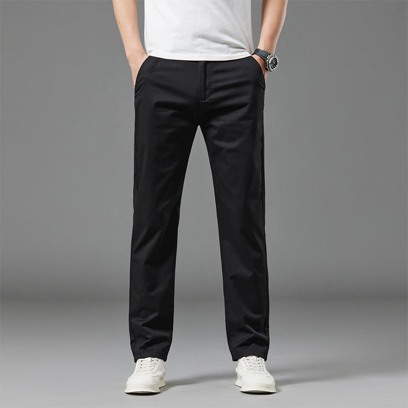 Men's Straight-Leg Cotton Casual Trousers for Summer