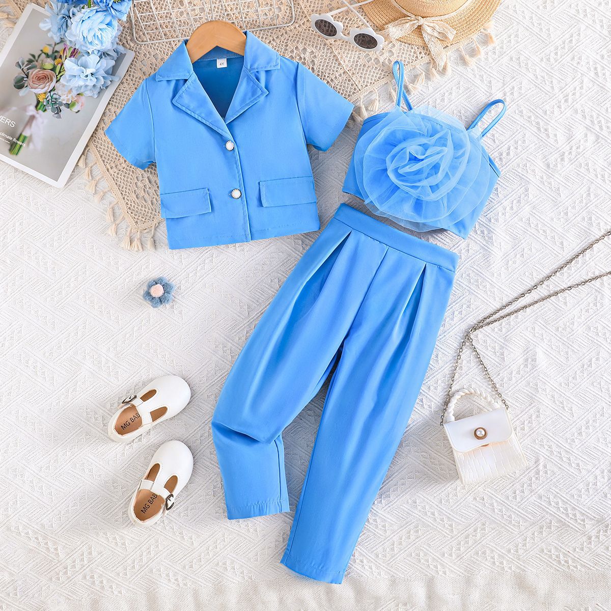 Girls' Mesh Floral 3-Piece Outfit