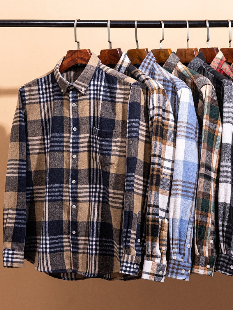 Men's Vintage Plaid Long Sleeve Shirt