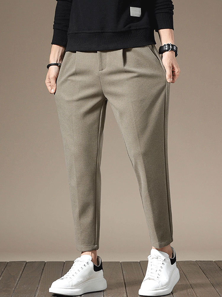 Men's Straight Leg Wool Casual Trousers