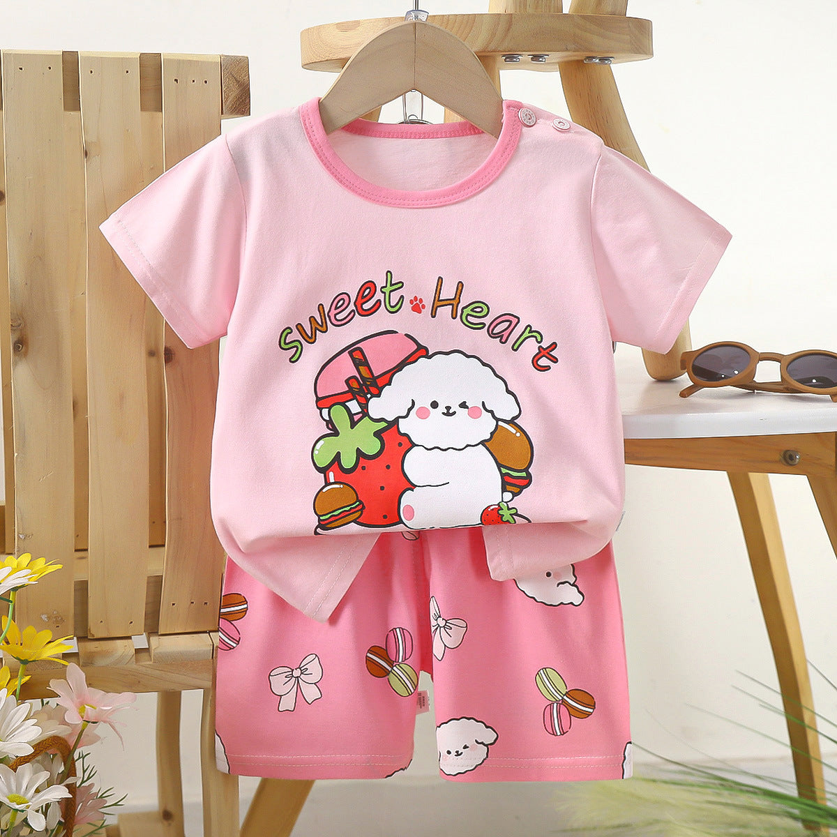 Children's Short Sleeve Cotton Two-Piece Set