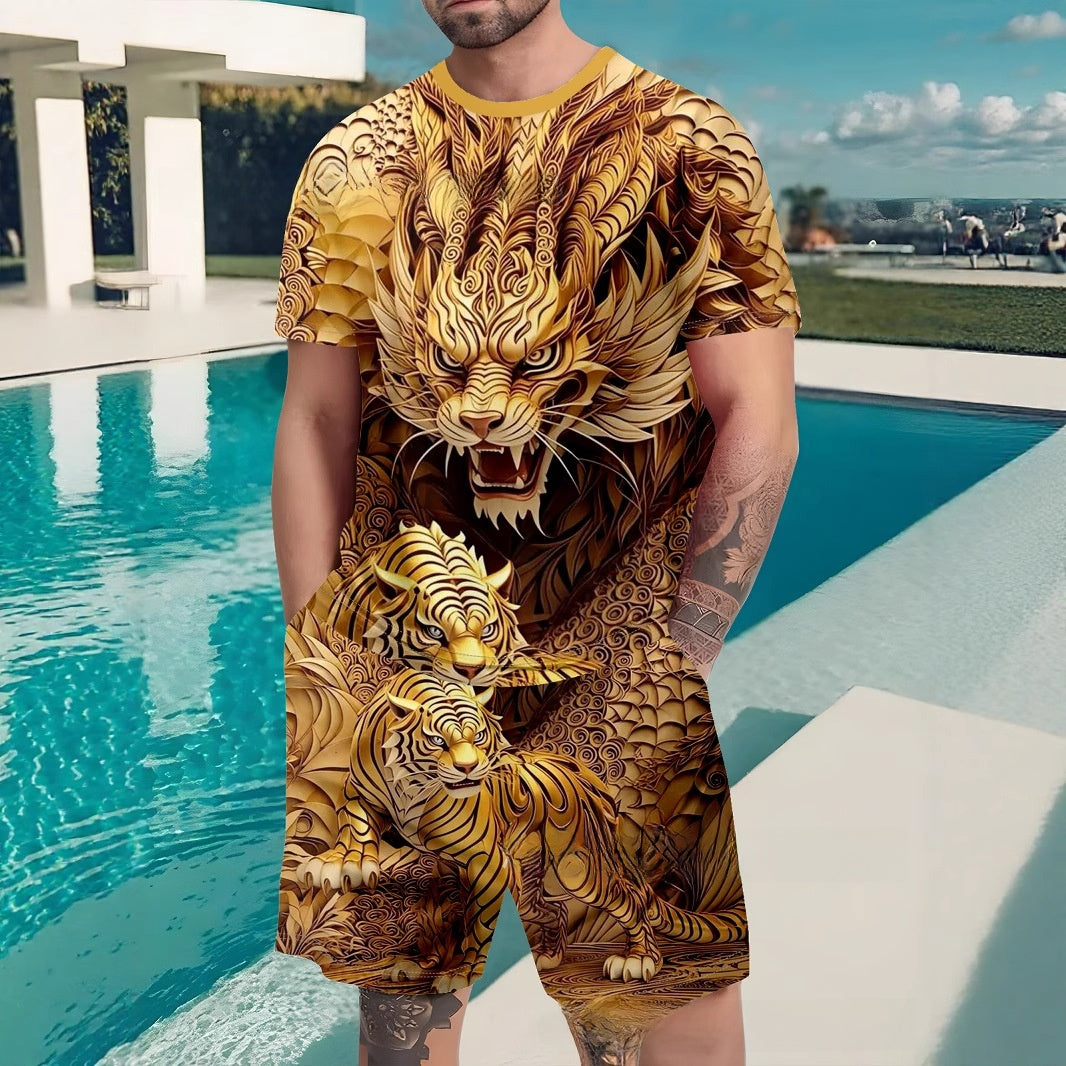 Printed shorts and short sleeves