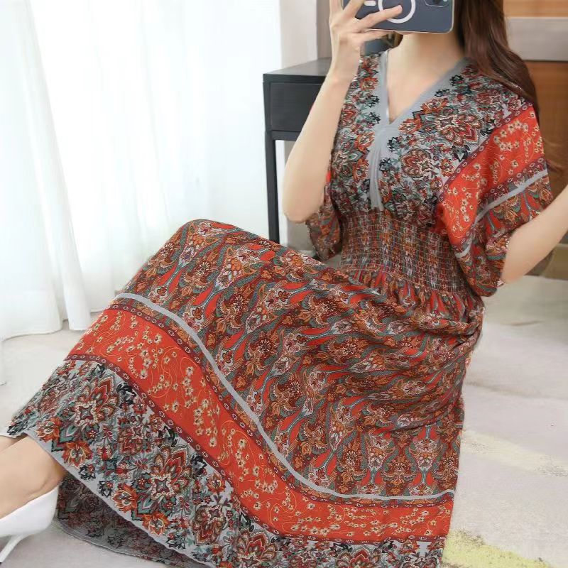 V-neck beach vacation dress