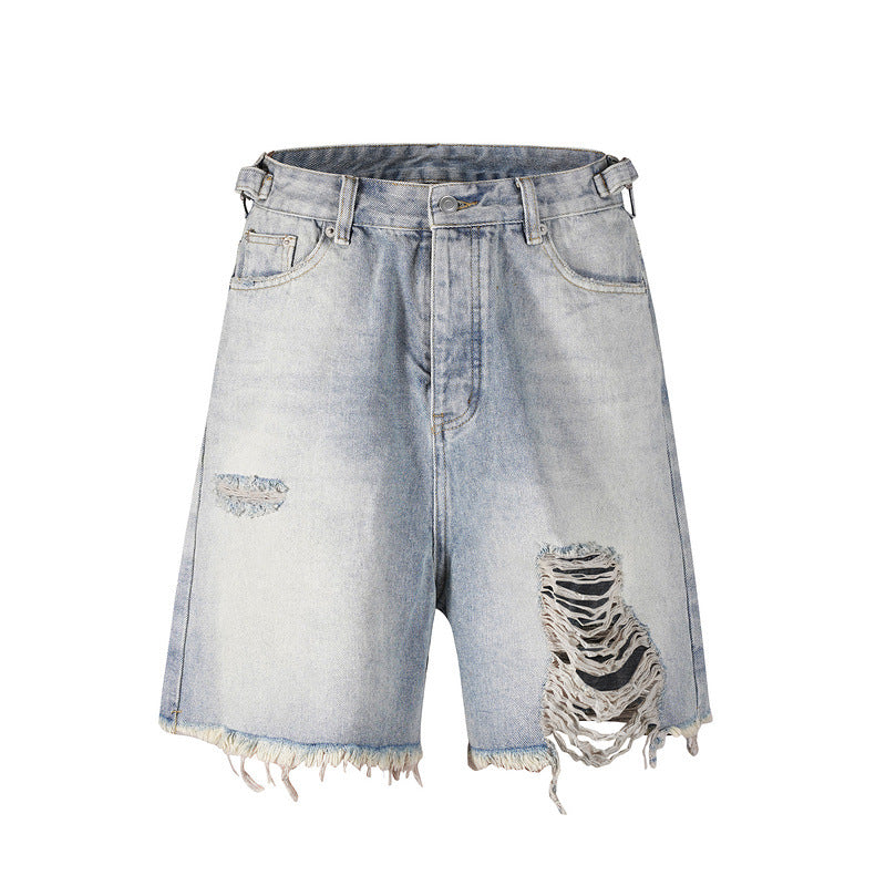 Vintage Washed Distressed Denim Shorts