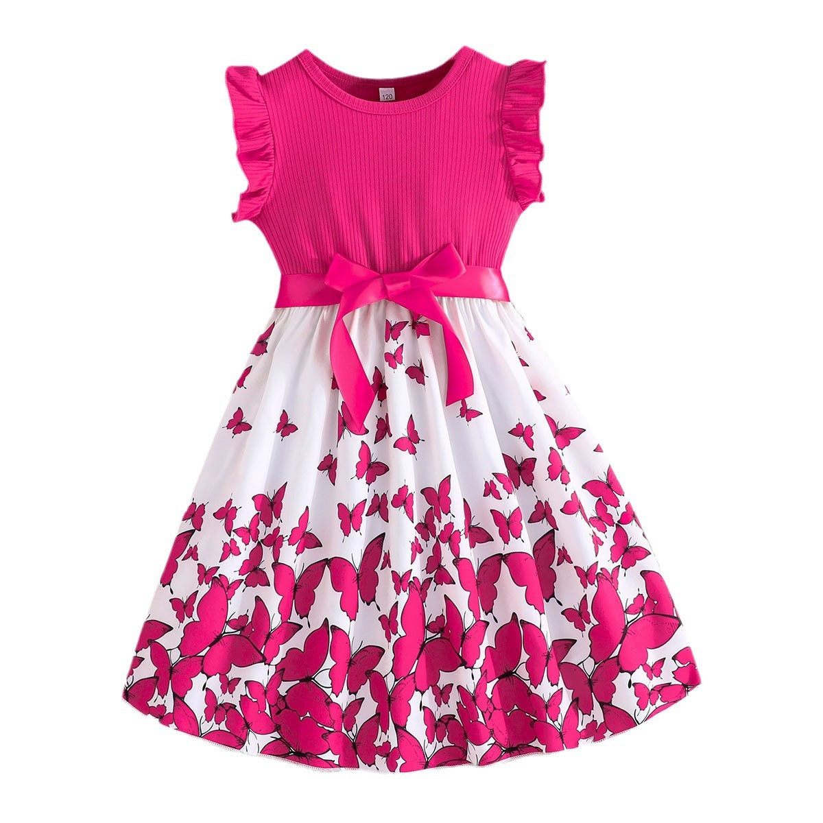 Girls' Flutter Sleeve Butterfly Print Dress