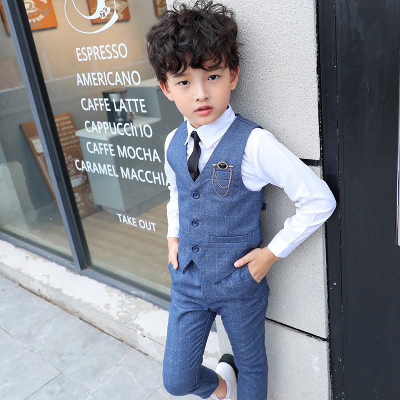 Boys' Plaid Vest Two-Piece