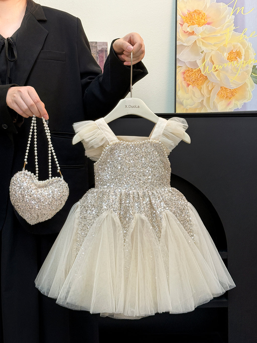 Girl's Champagne Princess Yarn Dress