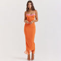 European Style Lace Wrap Midi Dress