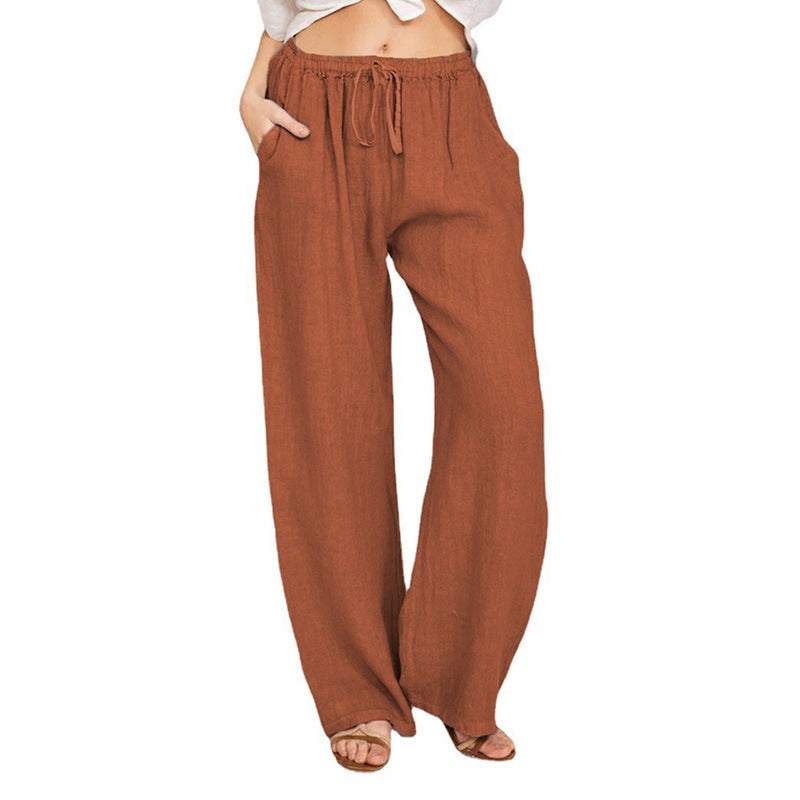 Men's Solid Color Drawstring Casual Trousers
