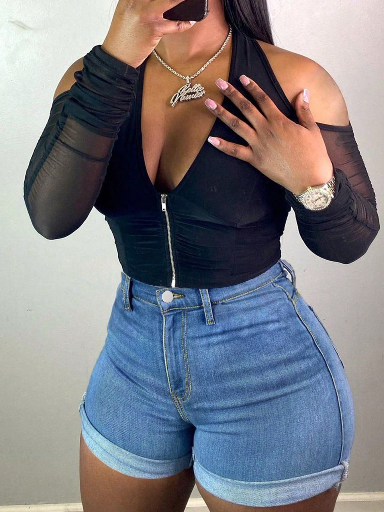Women denim shorts
