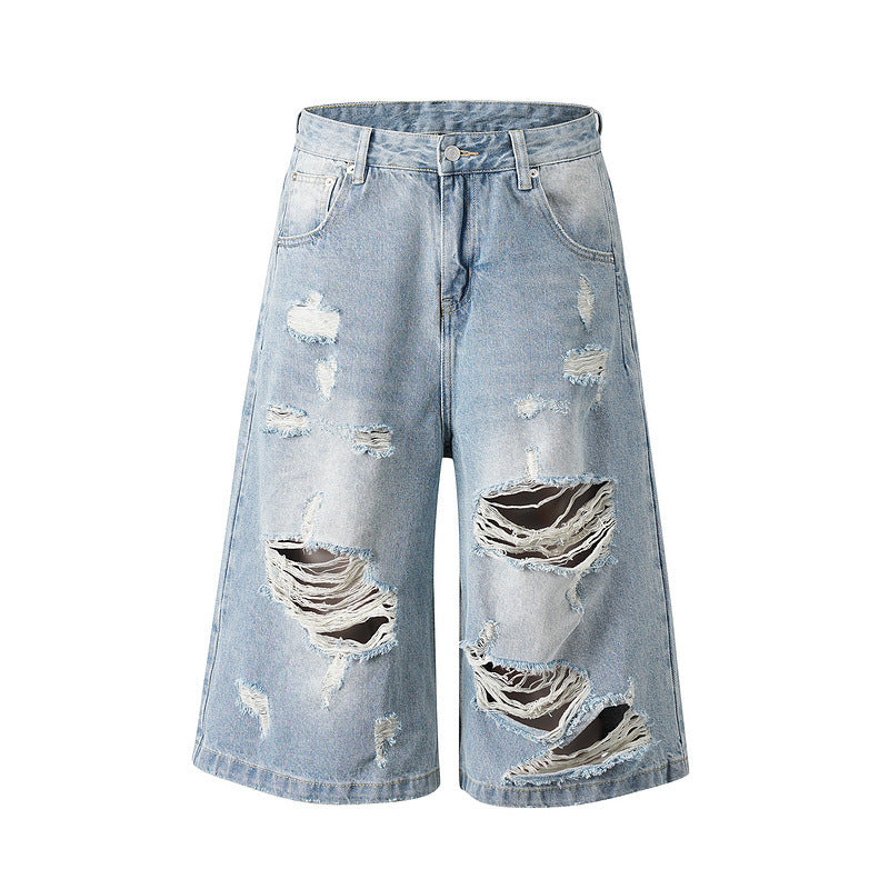 Vintage Washed Distressed Denim Shorts