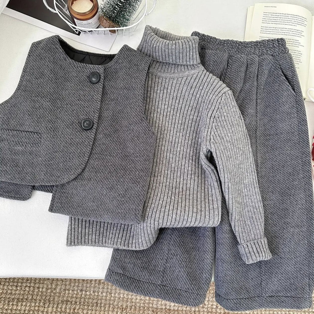 Childrens' Winter Velvet Three-Piece Set