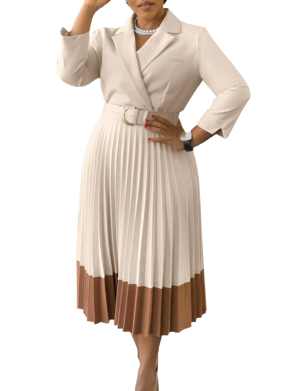 Long dress with a suit collar