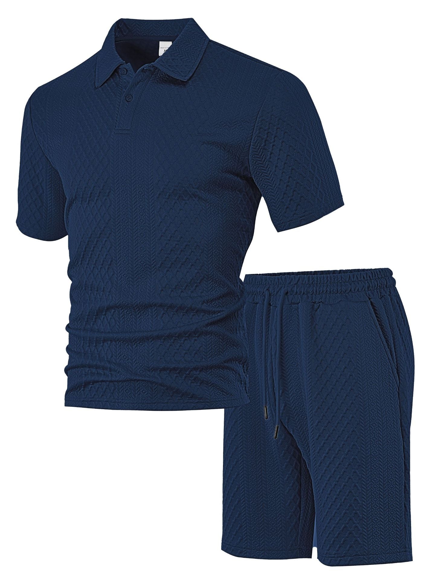 Jacquard fabric men's POLO shirt short-sleeved set