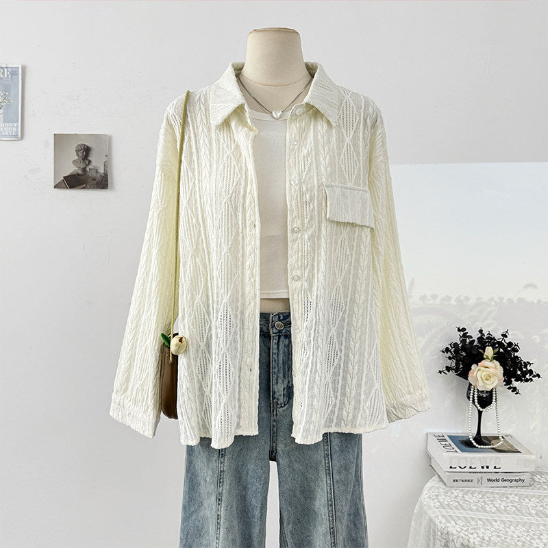 French Hollow-Out Crochet Long Sleeve Shirt