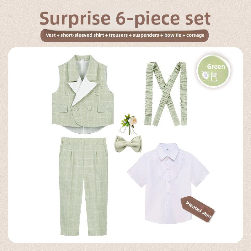 Childrens Plaid Vest Suit Set