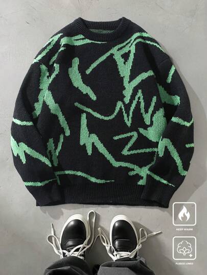 Men's loose round-neck knitted sweater