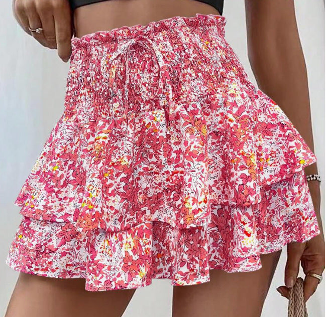 Printed Wide-leg High Waist Casual Shorts