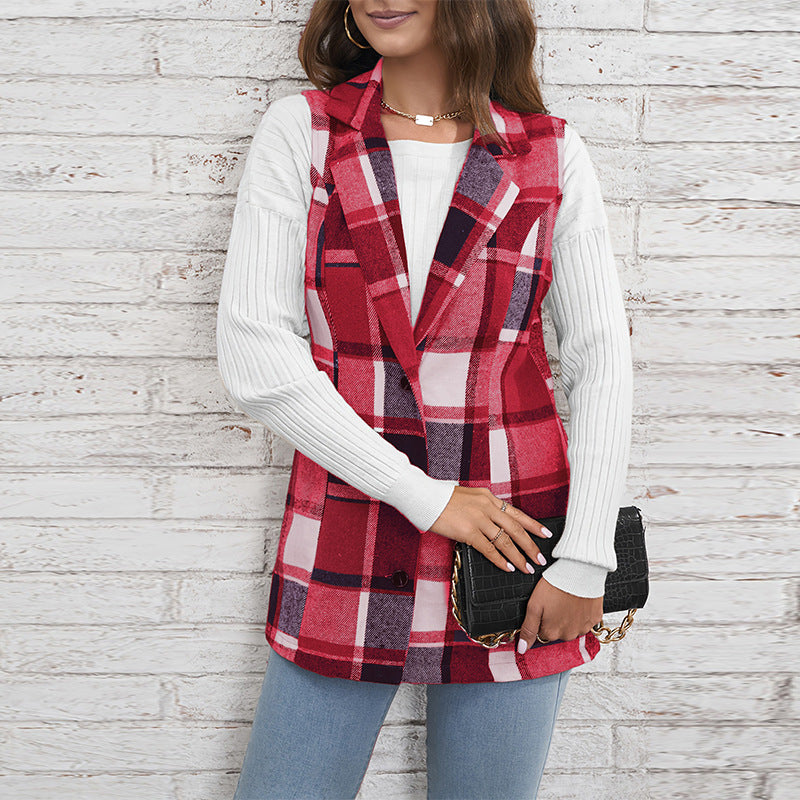 Women's Plaid Elegant Sleeveless Vest