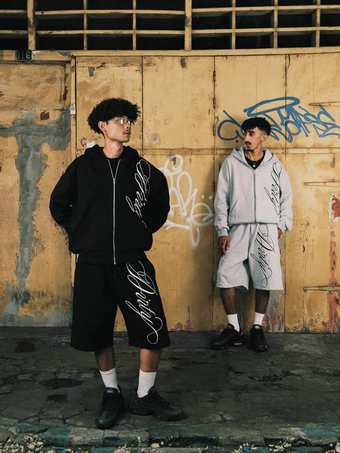 Men's Letter Print Hooded Sweatshirt and Shorts Set