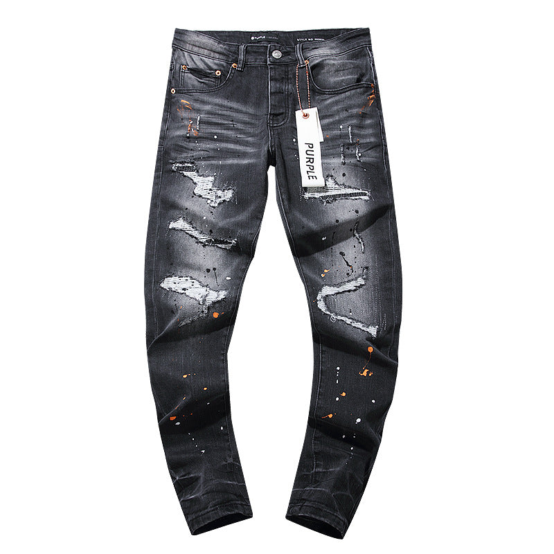 Hole-less straight-leg jeans