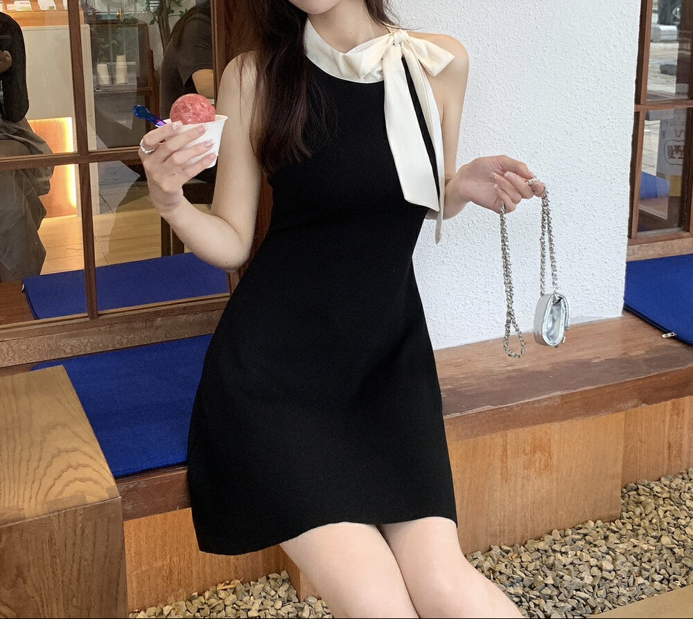 Women's Knit Dress with Tie Design