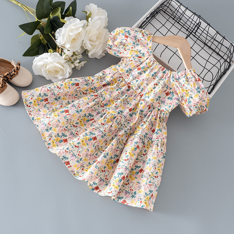 Girls' Floral Cotton Summer Dress